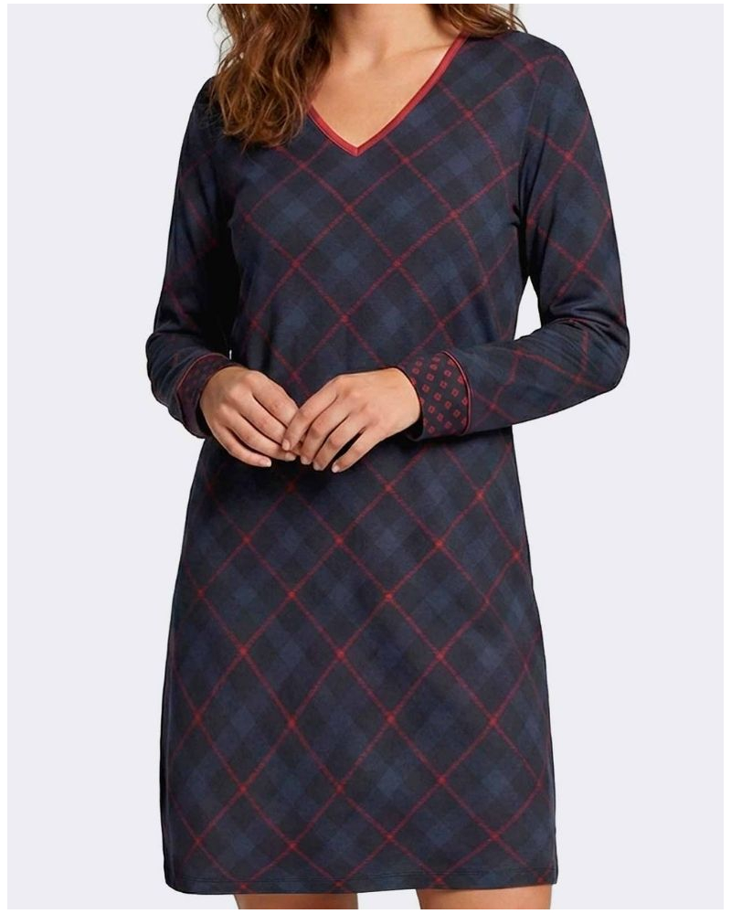 Chemise de nuit à manches longues coton et modal Impetus Luxe (Imprimé Losanges)