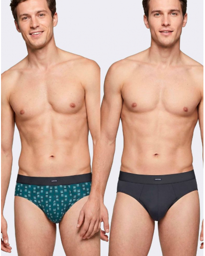 Lot de 2 slips en Modal et Coton Impetus Composure Q07 (Green/Navy Blue)