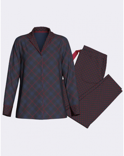 Pyjama long boutonné coton et modal Impetus Luxe (Imprimé Multicolore)