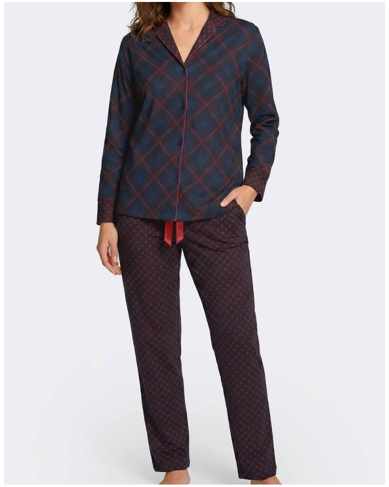Pyjama long boutonné coton et modal Impetus Luxe (Imprimé Multicolore)