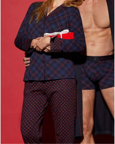 Pyjama long boutonné coton et modal Impetus Luxe (Imprimé Multicolore)