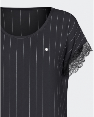 Short-sleeved nightgown cotton and modal Impetus Legacy (Imprimé Rayé)