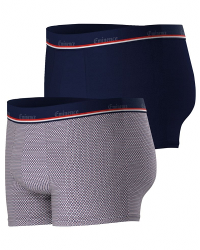 Set of 2 boxer shorts cotton Eminence Made in France (Cocarde/Marine)