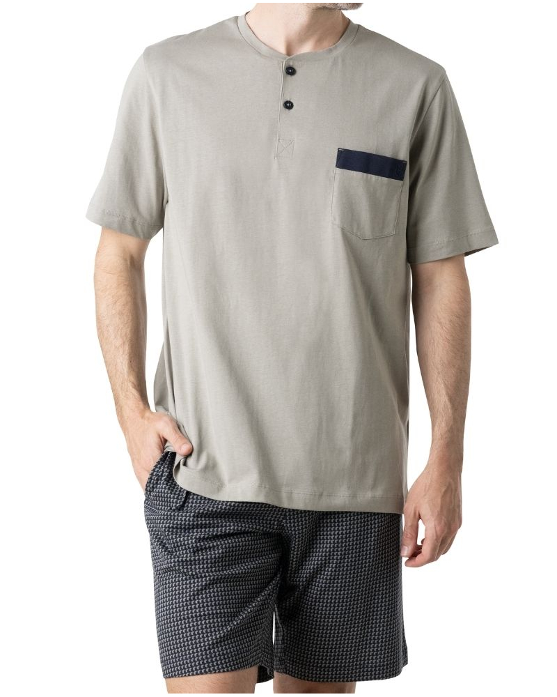Pyjama court 100% coton Eminence Casual (Vert/Imprimé Graphique Marine)