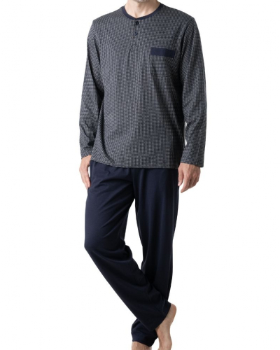 Button-up long pyjama 100% cotton Eminence Casual (Imprimé Graphique Vert/Marine)