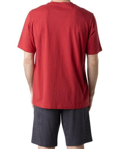 Pyjama court 100% coton Eminence Business (Rouge/Imprimé Marine)