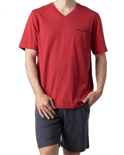 Short pyjama 100% cotton Eminence Business (Rouge/Imprimé Marine)