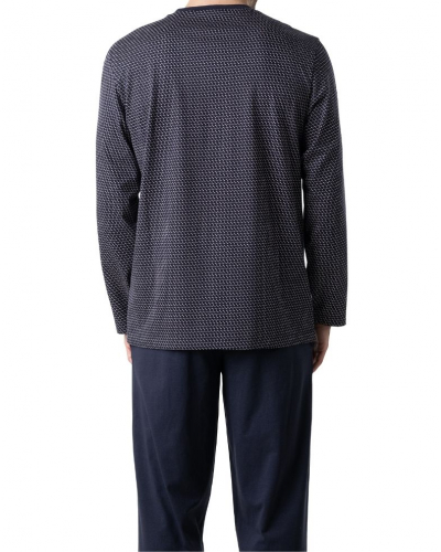Long pyjama 100% cotton Eminence Business (Imprimé/Marine/Rouge)