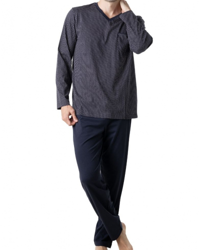 Long pyjama 100% cotton Eminence Business (Imprimé/Marine/Rouge)
