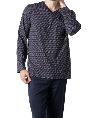 Pijama largo 100% algodón Eminence Business (Imprimé/Marine/Rouge)