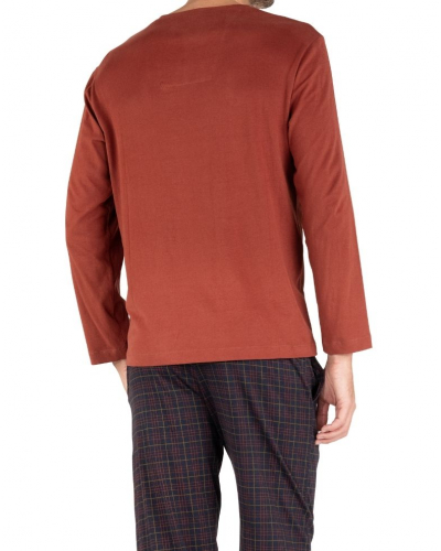 Long pyjama 100% cotton Eminence L'Ecossais (Marine/Rouille)