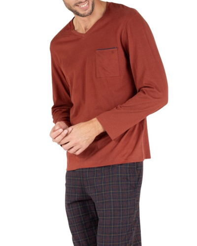 Long pyjama 100% cotton Eminence L'Ecossais (Marine/Rouille)