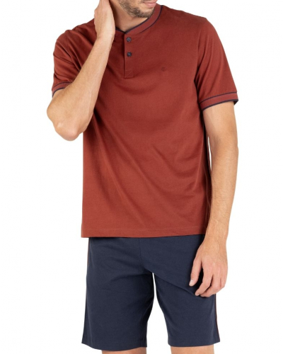 Short pyjama 100% cotton Eminence L'Ecossais (Marine/Rouille)