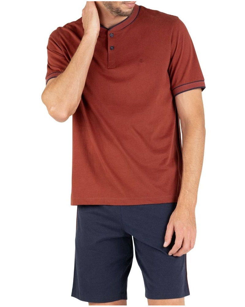 Short pyjama 100% cotton Eminence L'Ecossais (Marine/Rouille)