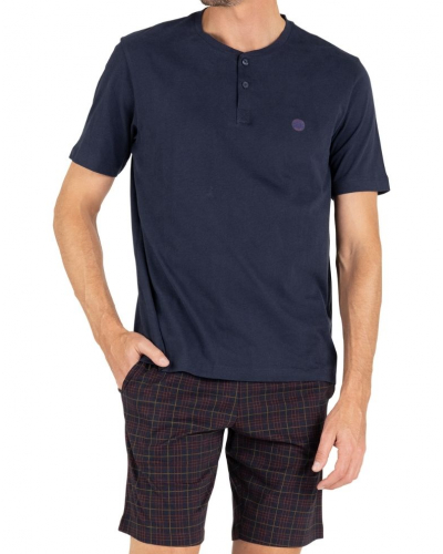 Short pyjama 100% cotton Eminence L'Ecossais (Marine/Imprimé Tartan)