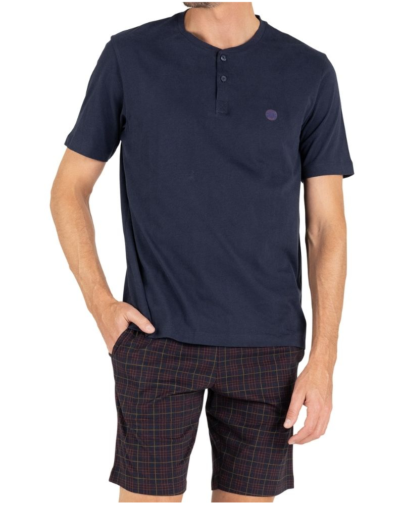 Short pyjama 100% cotton Eminence L'Ecossais (Marine/Imprimé Tartan)