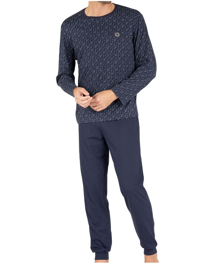 Long pyjama 100% cotton SmileyWorld X Eminence (Marine/Imprimé Golf)