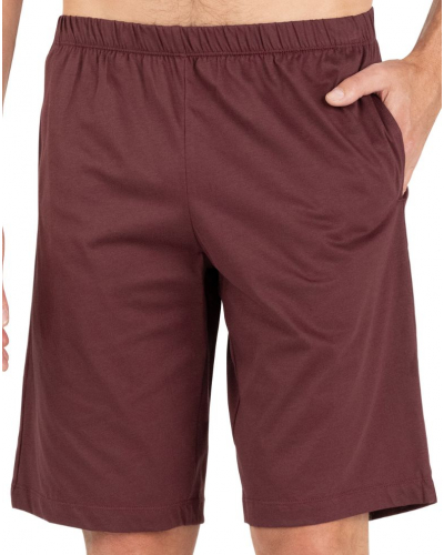 Pyjama court 100% coton Eminence Mercerisé (Bordeaux/Imprimé)