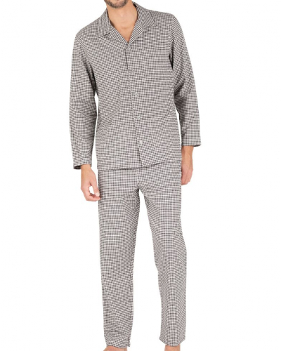 Pyjama long boutonné 100% Coton Eminence Flanelle (Imprimé Vichy)