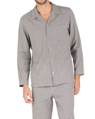 Buttoned-up long pyjama 100% cotton Eminence Flanelle (Imprimé Vichy)