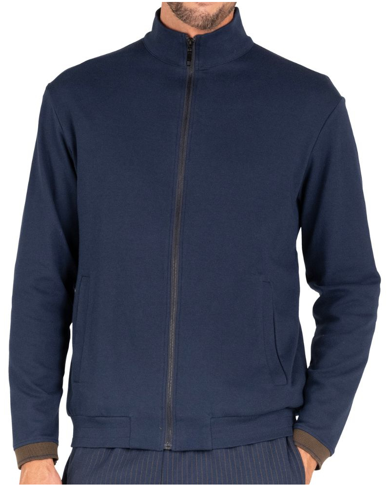 100% cotton zip-up jacket Eminence Interlock (Marine)