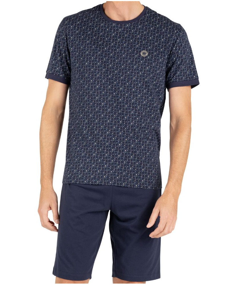 Short pyjama 100% cotton SmileyWorld X Eminence (Marine/Imprimé Golf)