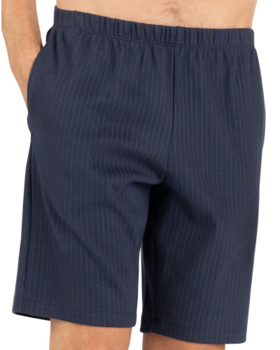 Short pyjama 100% cotton Eminence Interlock (Marine/Rayures Camel)
