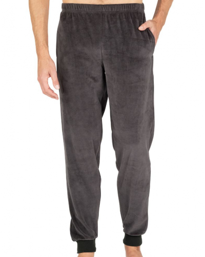 Long cotton jogger pyjama Eminence Velours (Vert Foncé)