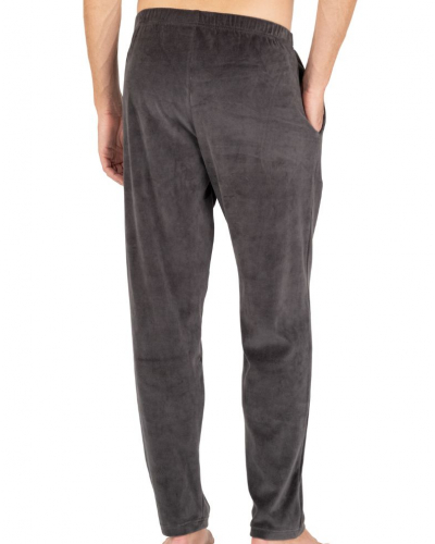 V-neck long cotton pyjama Eminence Velours (Vert/Rayures Marron)