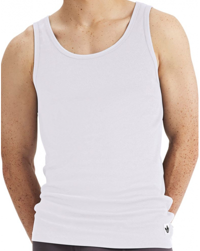 Paquete de 2 camisetas sin mangas Adidas Comfort Cotton Rib (Blanco)