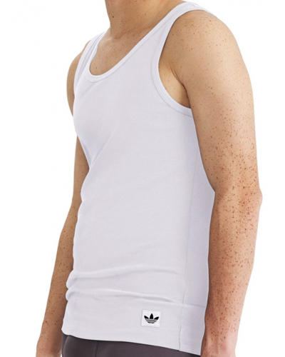 Paquete de 2 camisetas sin mangas Adidas Comfort Cotton Rib (Blanco)