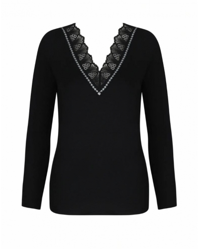 Camiseta mangas largas cuello en V Antigel Icone Business (Pied de Poule)