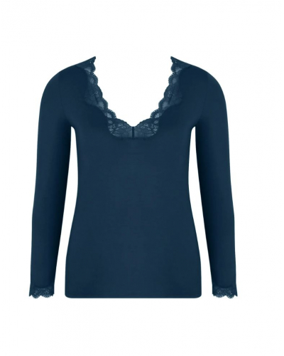 Long-sleeved V-neck t-shirt Antigel Simply Perfect (Bleu Sarcelle)