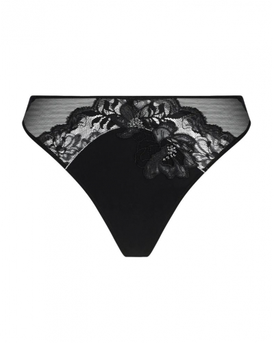 Thong Lise Charmel Cuir Sexy Couture (Noir Argent)