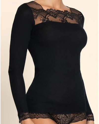 Camiseta lana y seda Lise Charmel Sublime en Dentelle (Negro)