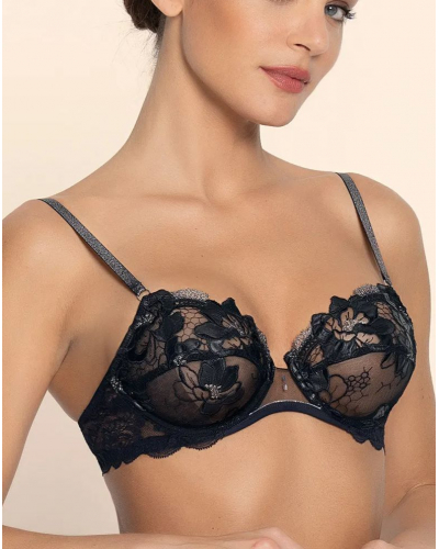 Soutien-gorge armatures Cuir Sexy Couture (Noir Argent)