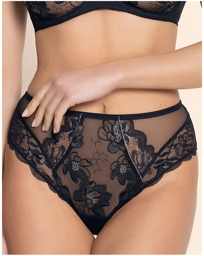 Slip taille haute Lise Charmel Cuir Sexy Couture (Noir Argent)