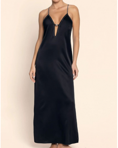Silk long dress Lise Charmel Cuir Sexy Couture (Noir Argent)