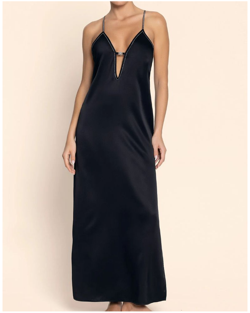 Vestido largo en seda Lise Charmel Cuir Sexy Couture (Noir Argent)