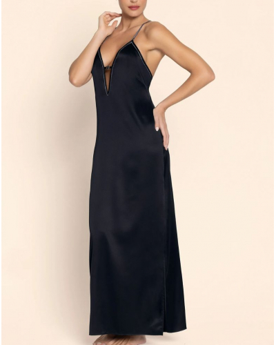 Robe longue en soie Lise Charmel Cuir Sexy Couture (Noir Argent)