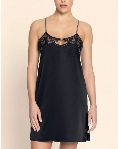 Camisón en seda Lise Charmel Cuir Sexy Couture (Noir Argent)