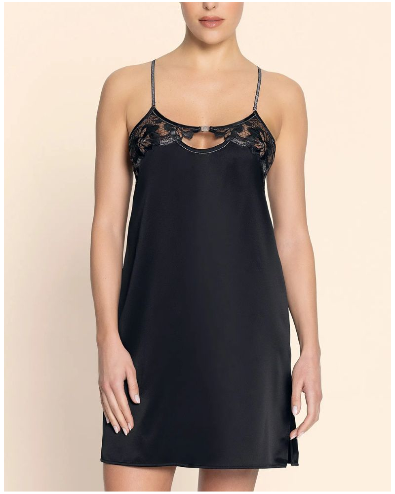 Nuisette en soie Lise Charmel Cuir Sexy Couture (Noir Argent)