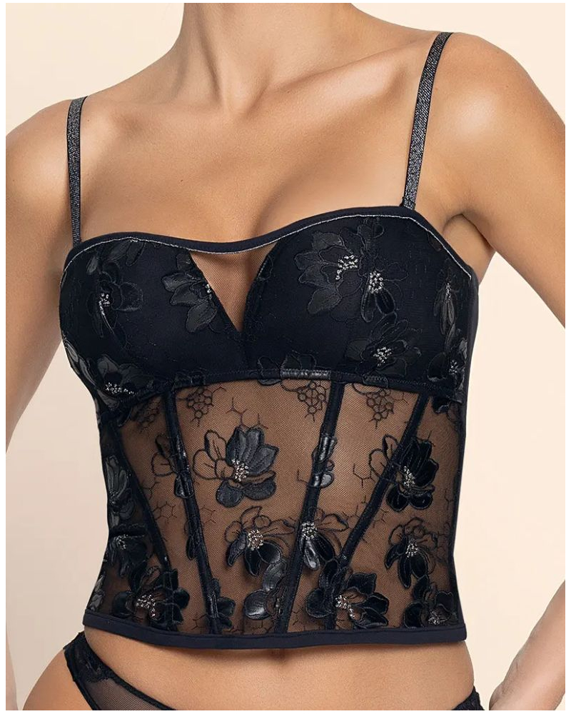 Bustier Lise Charmel Cuir Sexy Couture (Noir Argent)