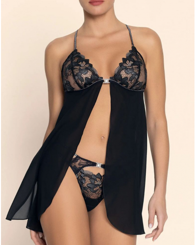 Silk babydoll Lise Charmel Cuir Sexy Couture (Noir Argent)