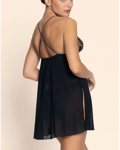 Silk babydoll Lise Charmel Cuir Sexy Couture (Noir Argent)
