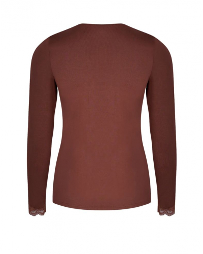 T-shirt manches longues col en V Antigel Simply Perfect (Châtaigne)
