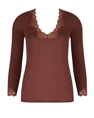 Camiseta mangas largas cuello en V Antigel Simply Perfect (Châtaigne)