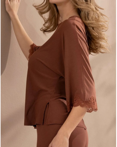 T-shirt manches 3/4 coupe ample Antigel Simply Perfect (Châtaigne)