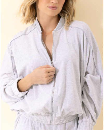 Conjunto de Chaqueta en Terciopelo de Algodón Le chat Psyché (Gris chiné)