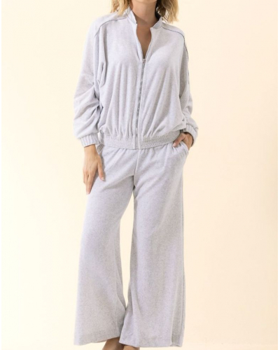 Conjunto de Chaqueta en Terciopelo de Algodón Le chat Psyché (Gris chiné)